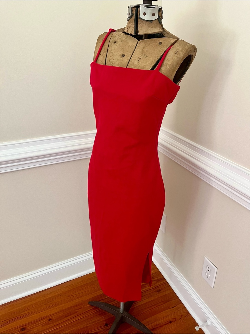 Lulus Red Midi Dress with Thin Straps